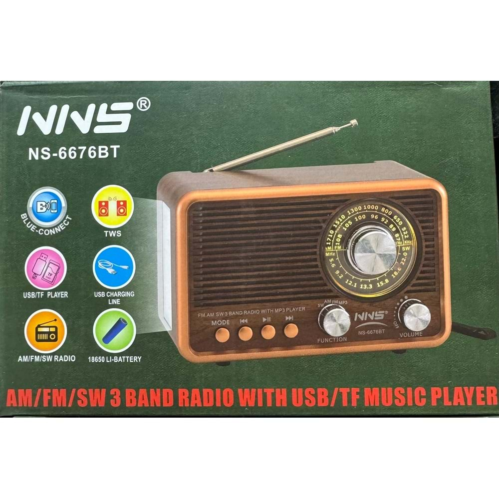 TELSAN NS-6676BT USB/SD/FM/BLUETOOTH NOSTALJİ GÜÇLÜ SİNYAL MÜZİK KUTUSU