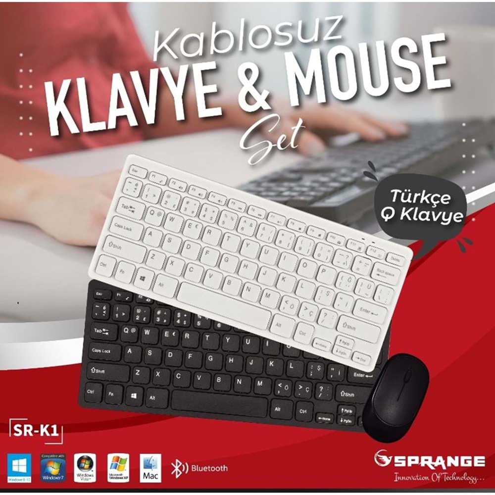 Sprange SR-K1 Bluetooth + 2.4G Kablosuz Klavye + Mouse Set