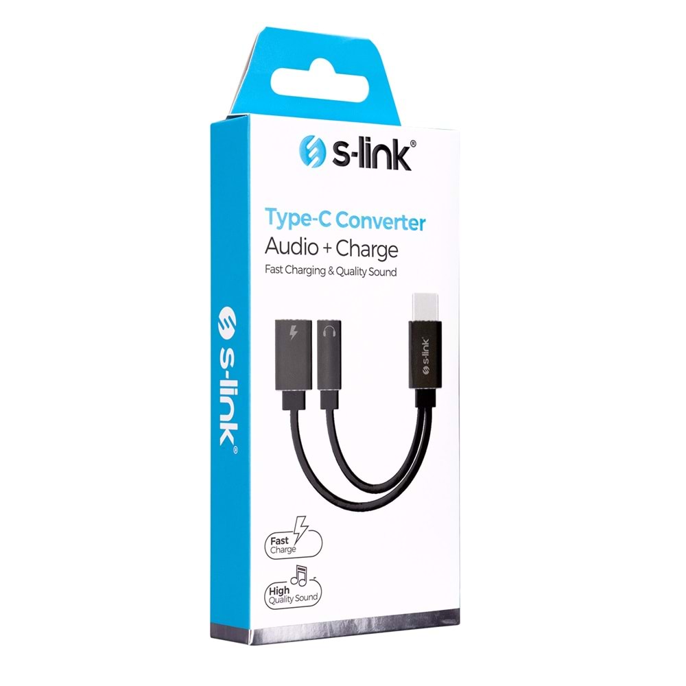 S-link SL-TA45M Gri Metal TypeC to 3.5 jack+TypeC Çevirici