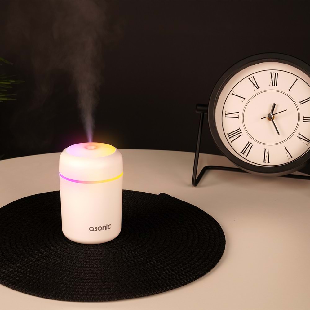 Asonic HN21 Matte 2W 300ML kapasiteli 4 Saat Çalışabilir RGB Mini Oda Nemlendirici HN22