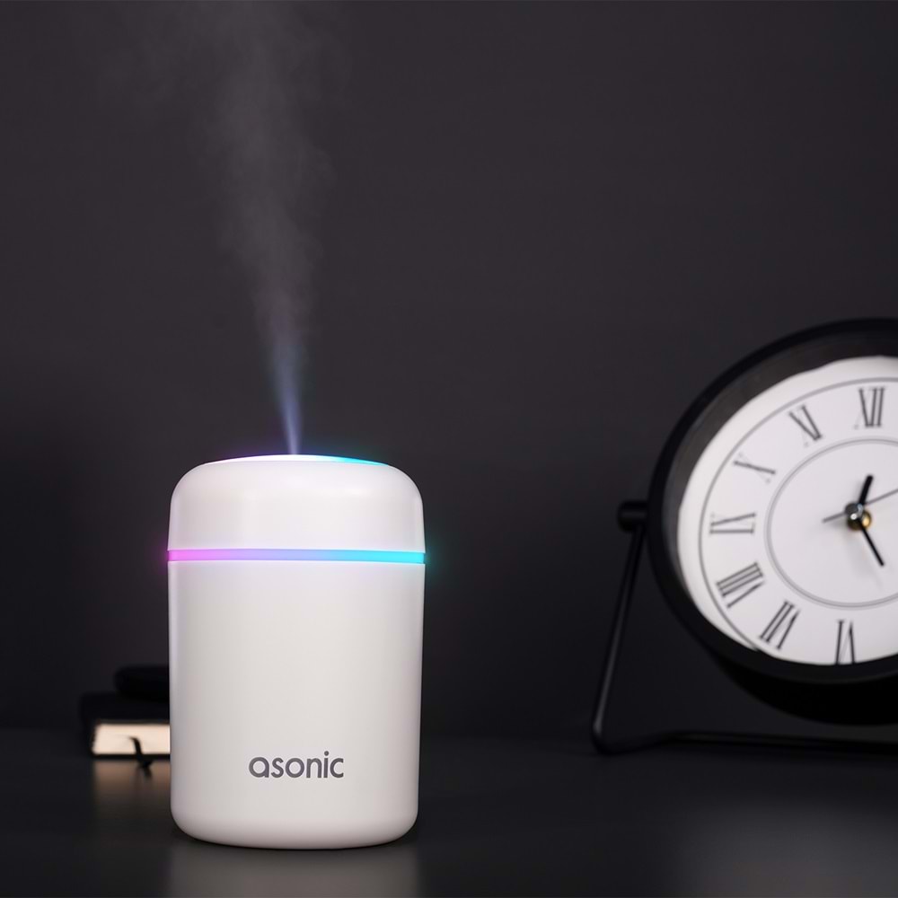 Asonic HN21 Matte 2W 300ML kapasiteli 4 Saat Çalışabilir RGB Mini Oda Nemlendirici HN22
