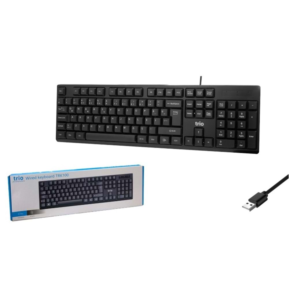 TRİO TRK100 STANDART USB KABLOLU TÜRKÇE Q KLAVYE