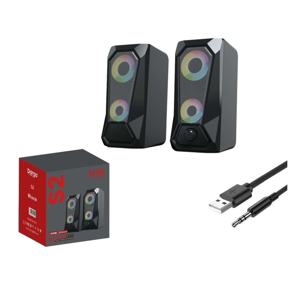 TRİO S2 RGB LEDLİ IŞIKLI EKSTRA SES USB PC HOPARLÖR SPEAKER