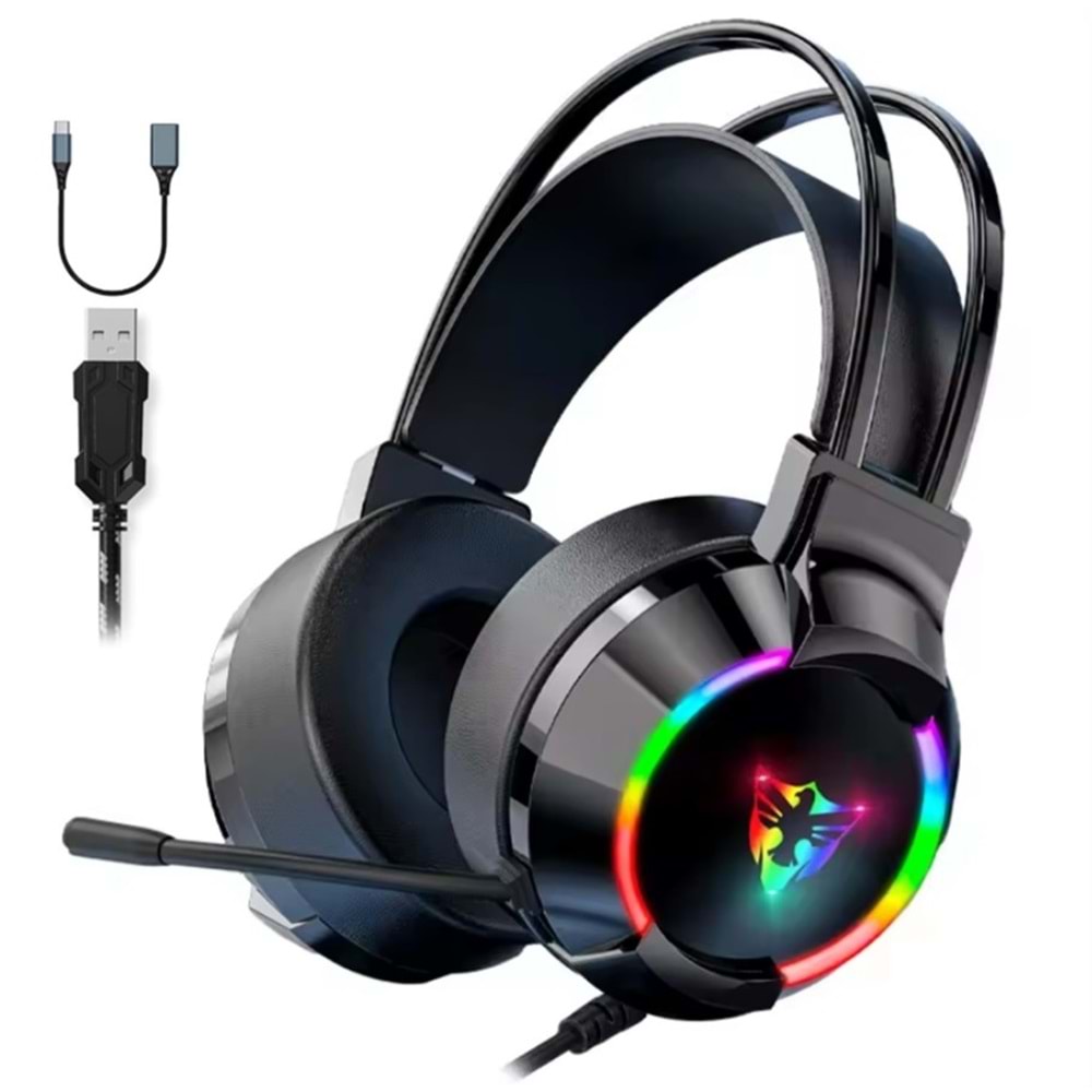 TELSAN G606 E-SPORT USB 7.1 RGB LEDLİ GAMİNG OYUNCU MİKROFONLU KULAKLIK