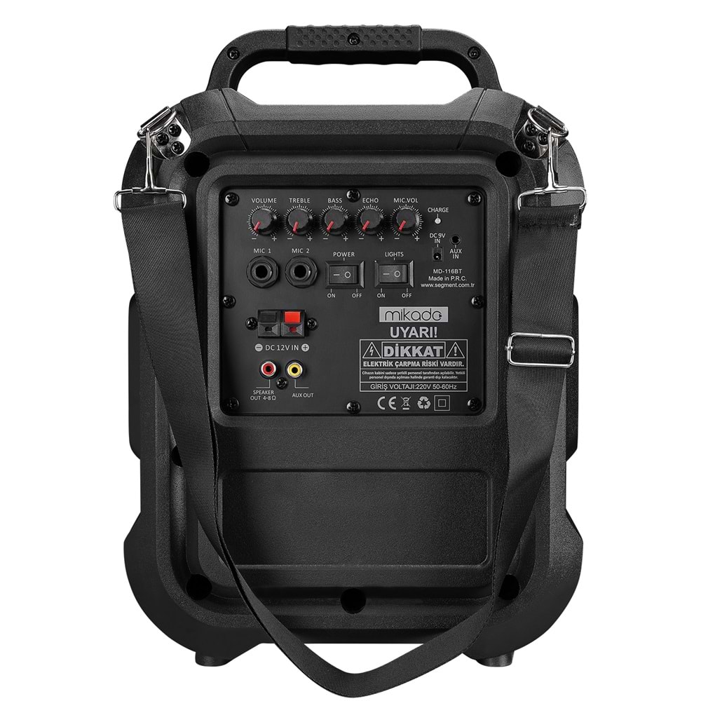 Mikado MD-116BT 15W El ve Kafa Mikrofonlu USB/SD Bluetoothlu Toplantı-Parti Hoparlör