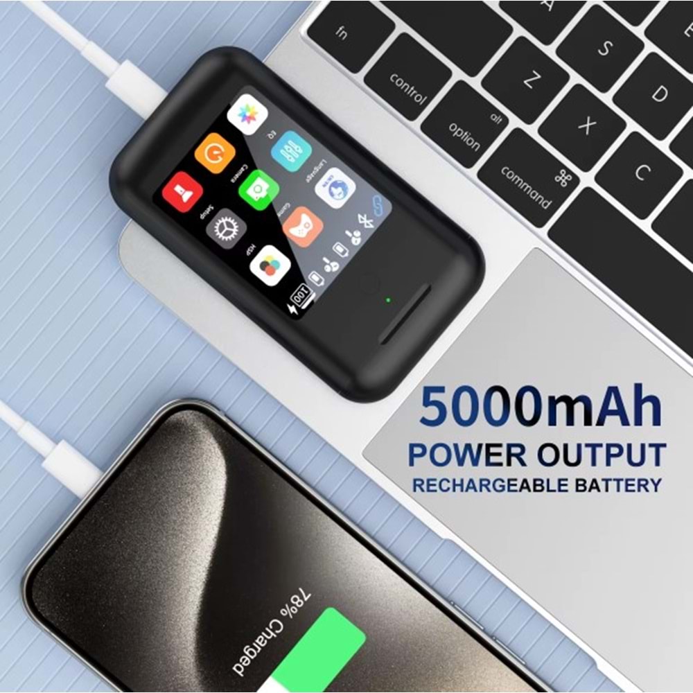 Telsan AY-28 ANC/ENC 2.8inç Amoled Dokunmatik Ekran 5000Mah Powerbank Fener Fonksiyonlu Bluetooth Kulaklıklar