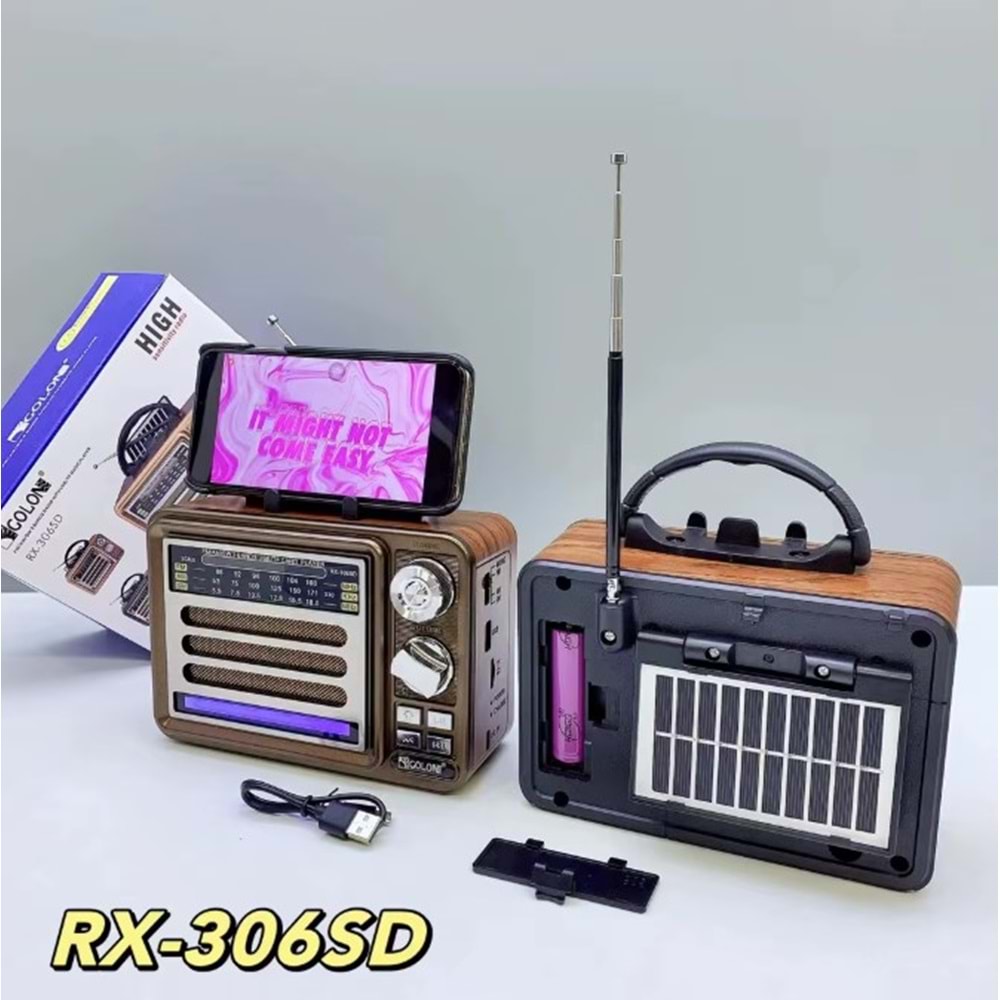 TELSAN RX-306SD USB/SD/AUX/FM BLUETOOTH GÜNEŞ ENERJİLİ MÜZİK KUTUSU