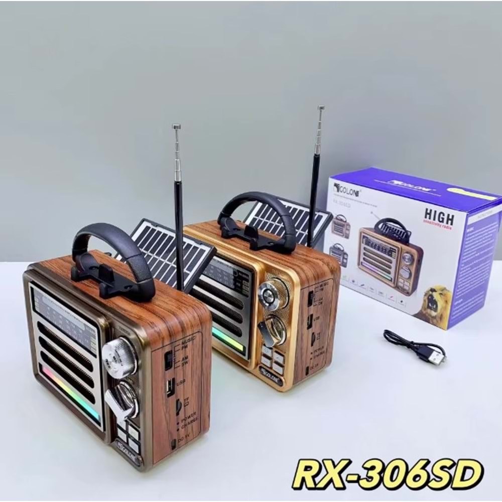 TELSAN RX-306SD USB/SD/AUX/FM BLUETOOTH GÜNEŞ ENERJİLİ MÜZİK KUTUSU