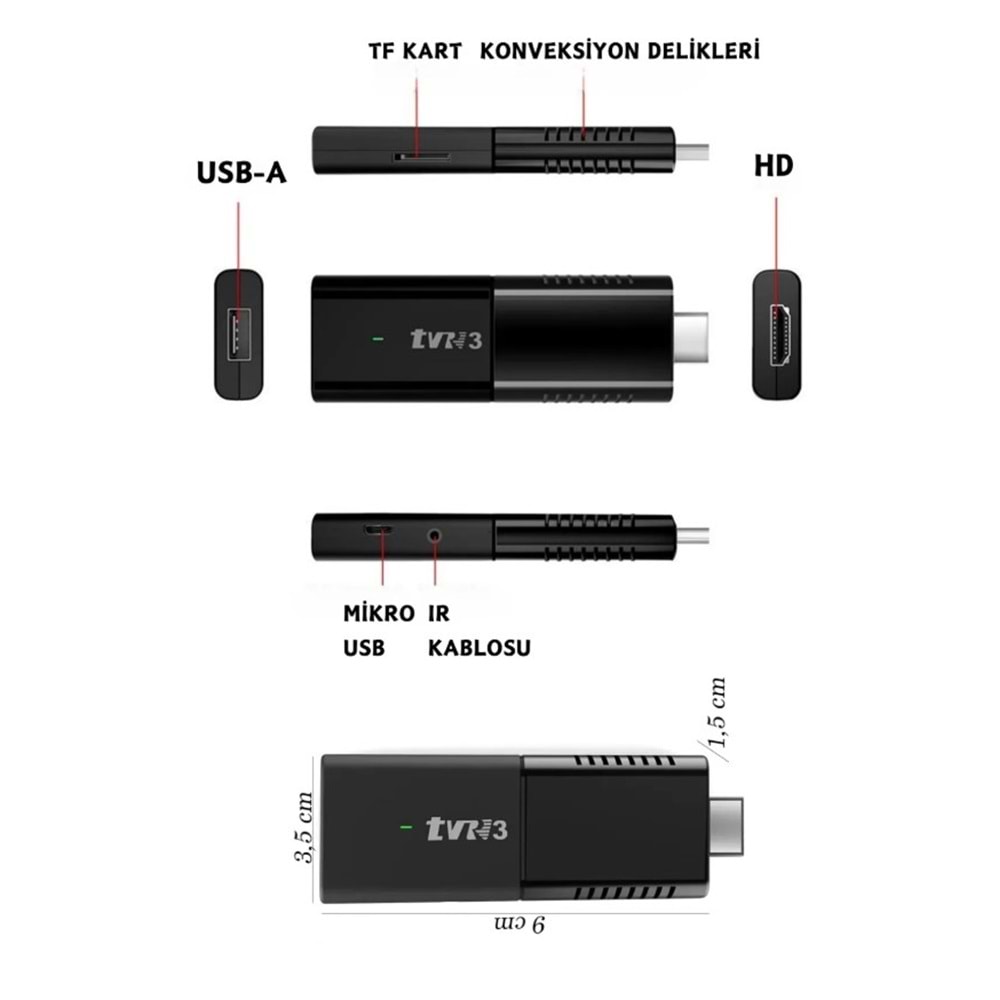 TELSAN TV322A Ultra Hd Android Tv Box TVR3 TV Stick 1080P 4K Android 12 Wifi Akıllı Medya Oynatıcı TV Stick