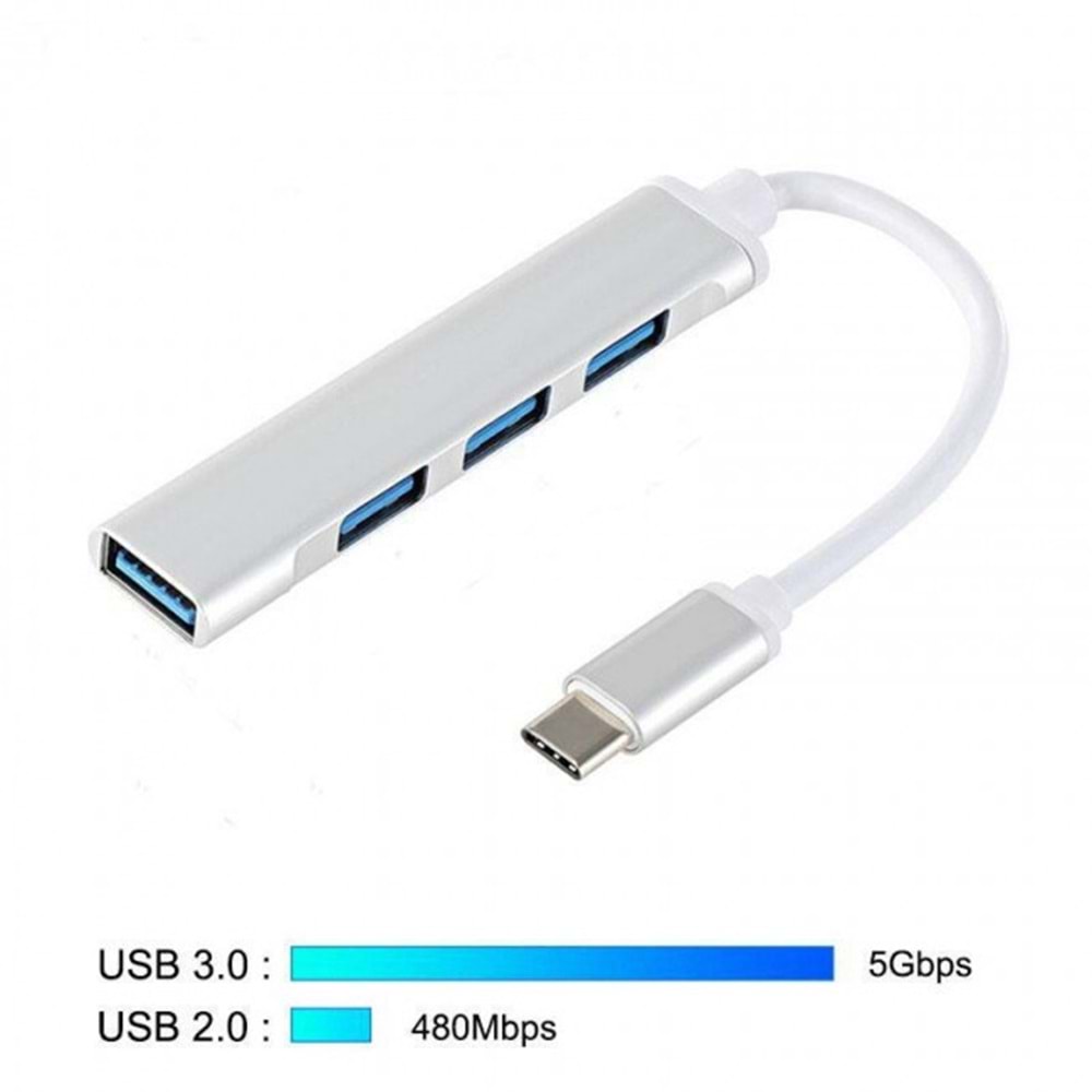 GABBLE GAB-TCUM30 TYPE-C HUB 4 PORT USB 3.0 4IN1 TYPE-C ÇOKLAYICI