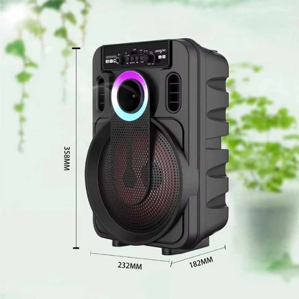 TELSAN ABS-8101 SD/USB/FM 8inc KARAOKE MİKROFONLU BLUETOOTH RGB IŞIKLI MÜZİK KUTUSU PL-4435