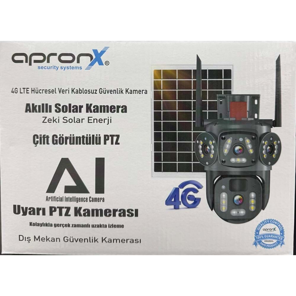 Apronx APX-WSP344 6MP 3.6mm+3.6mm 4G SİM KART 4 Kamera Suya Dayanıklı Dış Ortam İp Kamera