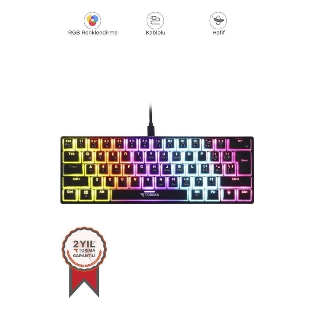 Torima TK-04 Siyah Mekanik Rgb Işıklı Kablolu Q Klavye