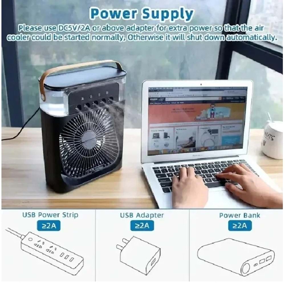 Telsan TLS-41 Fan 3ü1 Arada Klima H2o Humidifier Ortam Oda Nemlendirici Vantilatör Hava Soğutucu Fan