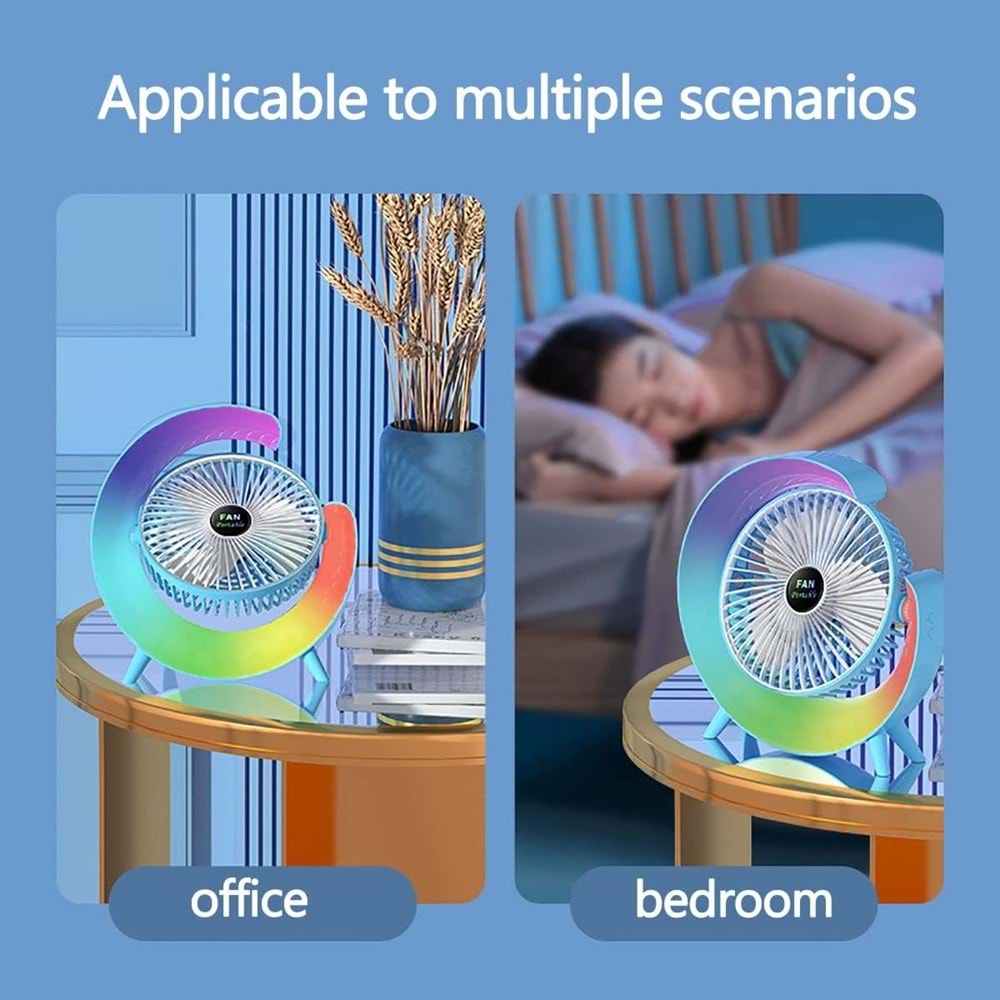 Telsan TLS-42 Mini Fan Renkli Işıklı Vantilatör Hava Soğutucu Fan