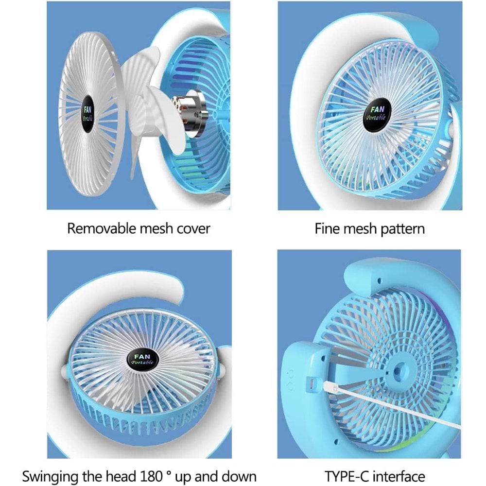 Telsan TLS-42 Mini Fan Renkli Işıklı Vantilatör Hava Soğutucu Fan