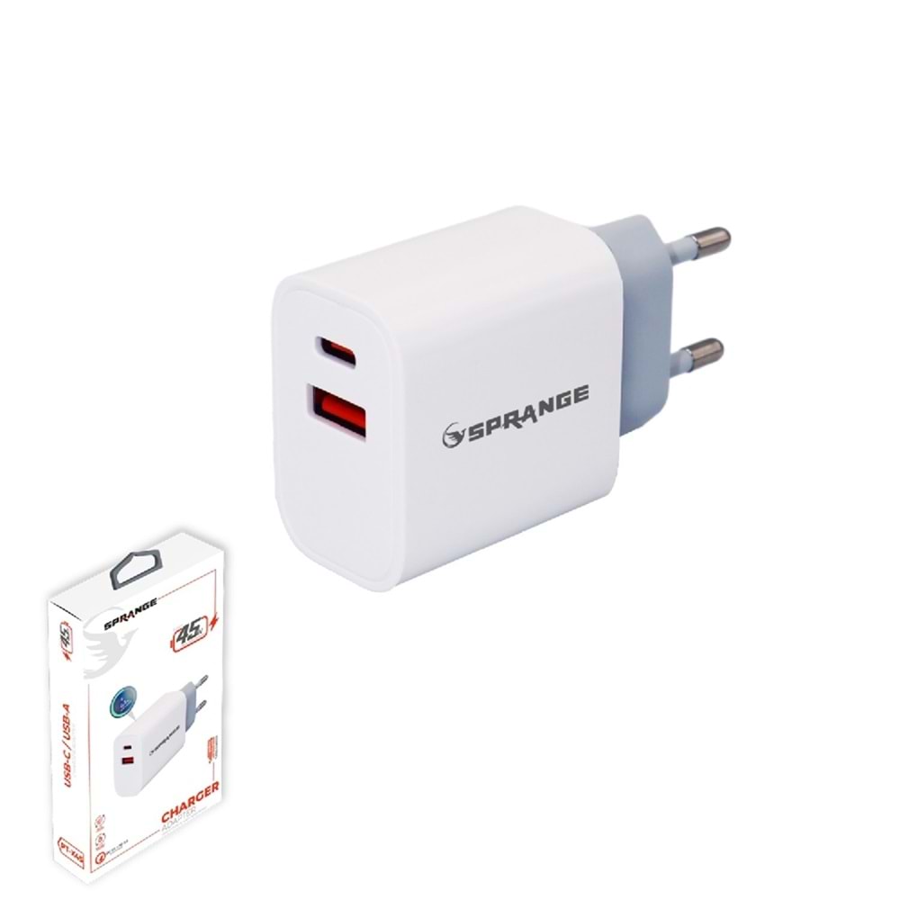 SPRANGE PT-X45 SALİSE SAYAR TURBO ŞARJ 6A 45W ŞARJ KAFA QUİCK FAST CHARGE USB POWER ADAPTER