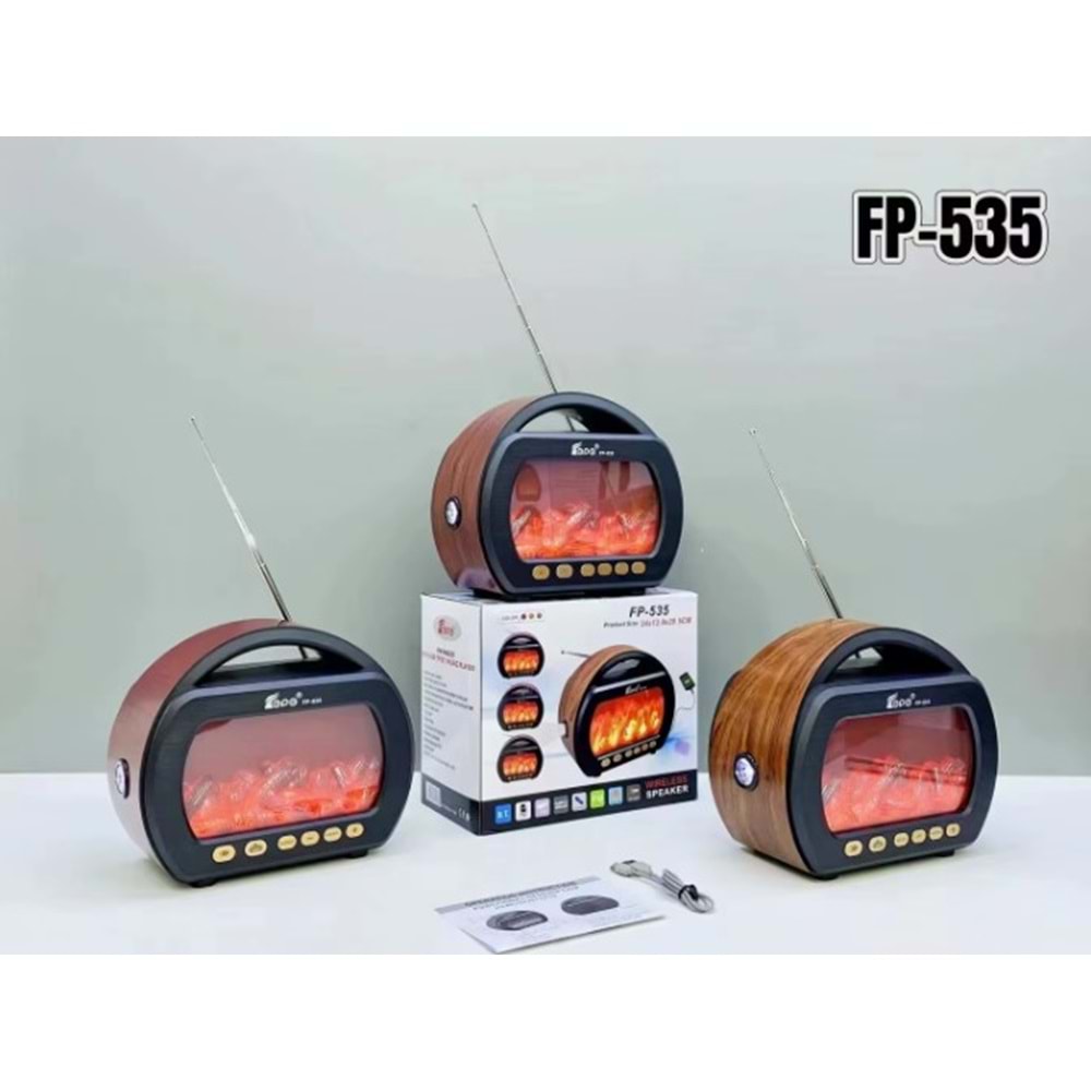 TELSAN FP-535 Şömine Görünümlü Nostaljik Ahşap Radyo
