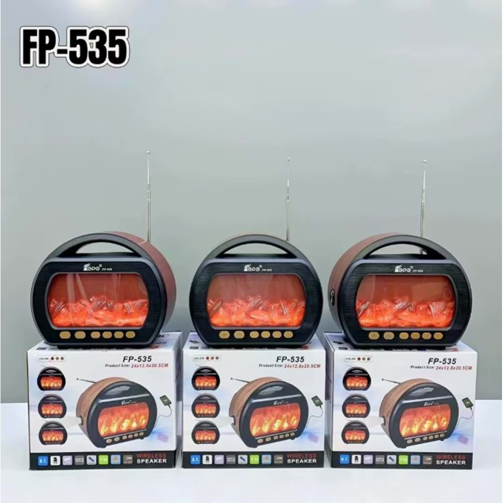 TELSAN FP-535 Şömine Görünümlü Nostaljik Ahşap Radyo