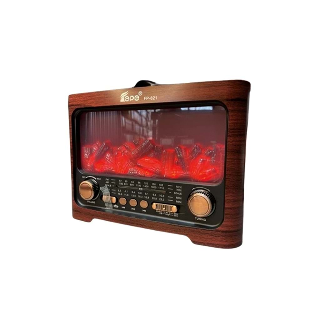 TELSAN FP-821 USB/SD/FM/BLUETOOTH ALEVLİ NOSTALJİ GÜÇLÜ SİNYAL MÜZİK KUTUSU