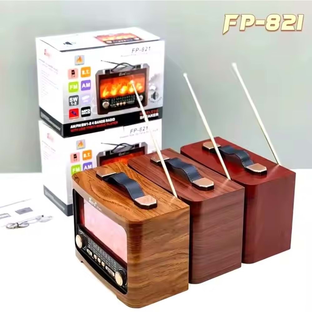 TELSAN FP-821 USB/SD/FM/BLUETOOTH ALEVLİ NOSTALJİ GÜÇLÜ SİNYAL MÜZİK KUTUSU