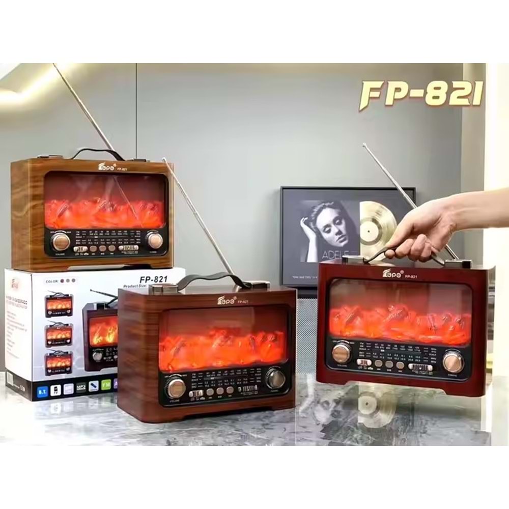 TELSAN FP-821 USB/SD/FM/BLUETOOTH ALEVLİ NOSTALJİ GÜÇLÜ SİNYAL MÜZİK KUTUSU