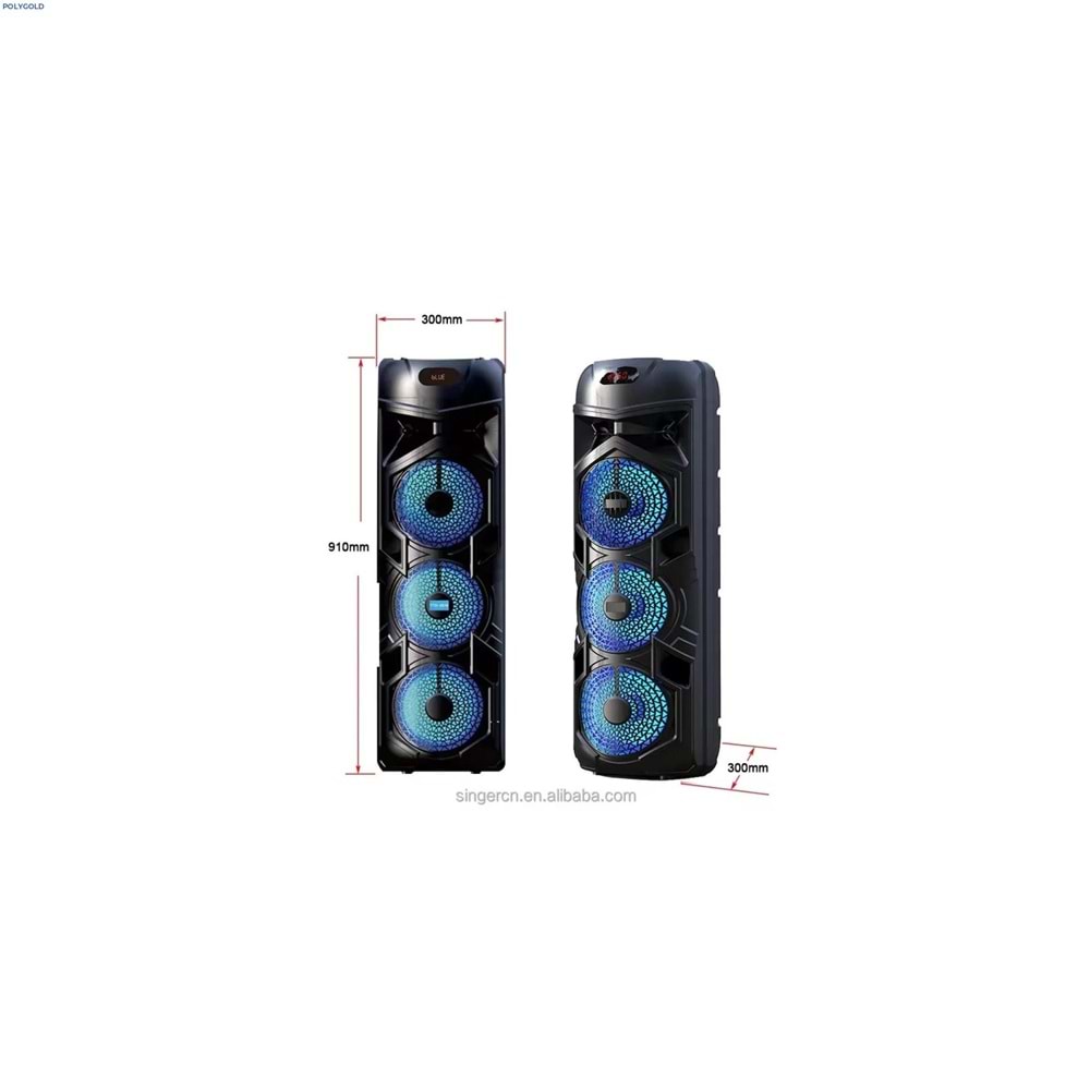 POLYGOLD PG-8838 SD/USB/FM 28inc KUMANDALI KABLOSUZ MİKROFONLU BLUETOOTH RGB IŞIKLI MÜZİK KUTUSU
