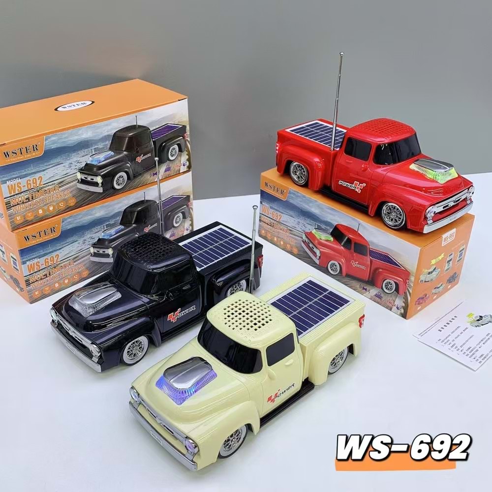 TELSAN WS-692 SD USB FM BLUETOOTH GÜNEŞ ENERJİLİ ARABA LEDLİ SPEAKER