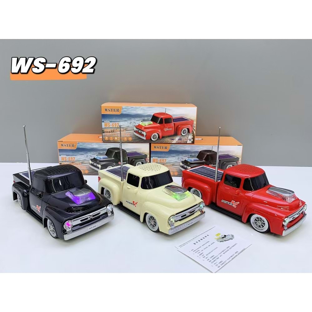 TELSAN WS-692 SD USB FM BLUETOOTH GÜNEŞ ENERJİLİ ARABA LEDLİ SPEAKER