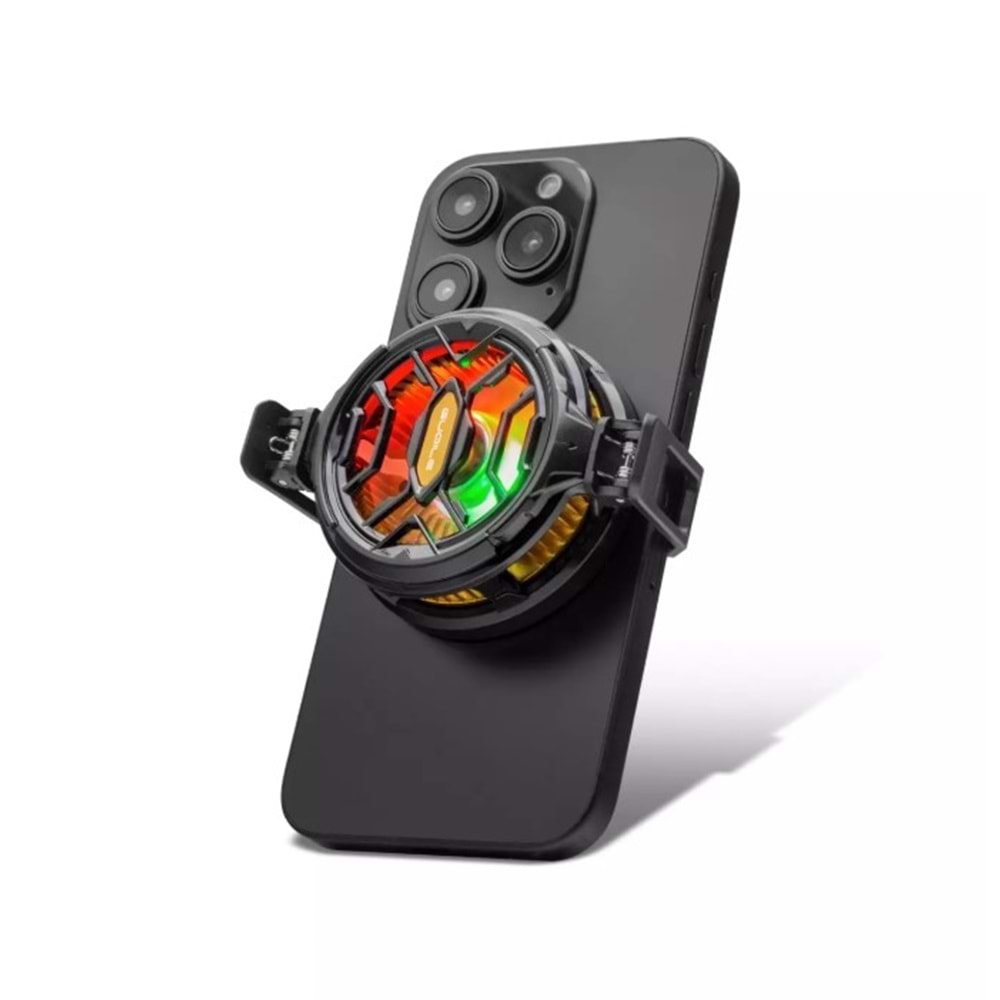 Hadron Hdx4382 Telefon Buz Soğutucu Fan Mıknatıs Ve Klips Rgb Siyah