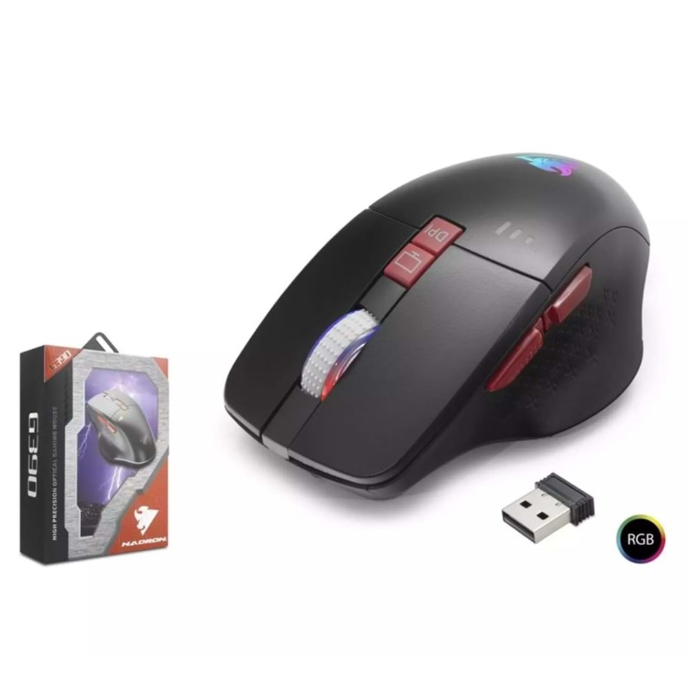 Hadron G390 Kablosuz Oyuncu Mouse Type-C Port Şarjlı Göstergeli Rgb 1600Dpi Sessiz
