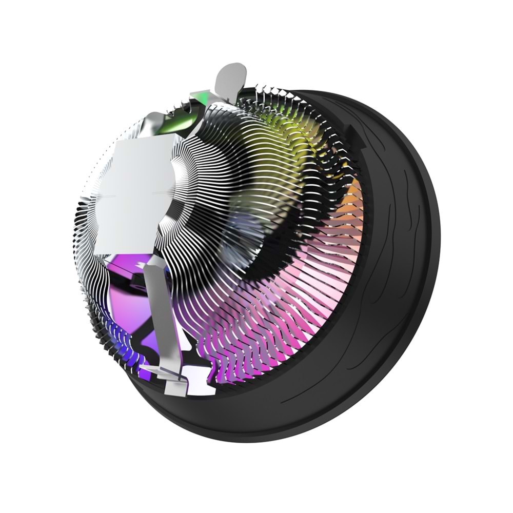 Evercool CS-02 Rainbow 3Pin 12cm Fan Intel LGA1700/AMD AM5 Uyumlu Hava Soğutmalı CPU Fan
