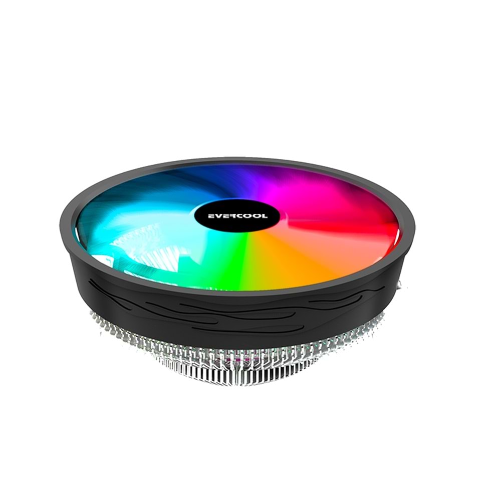 Evercool CS-02 Rainbow 3Pin 12cm Fan Intel LGA1700/AMD AM5 Uyumlu Hava Soğutmalı CPU Fan