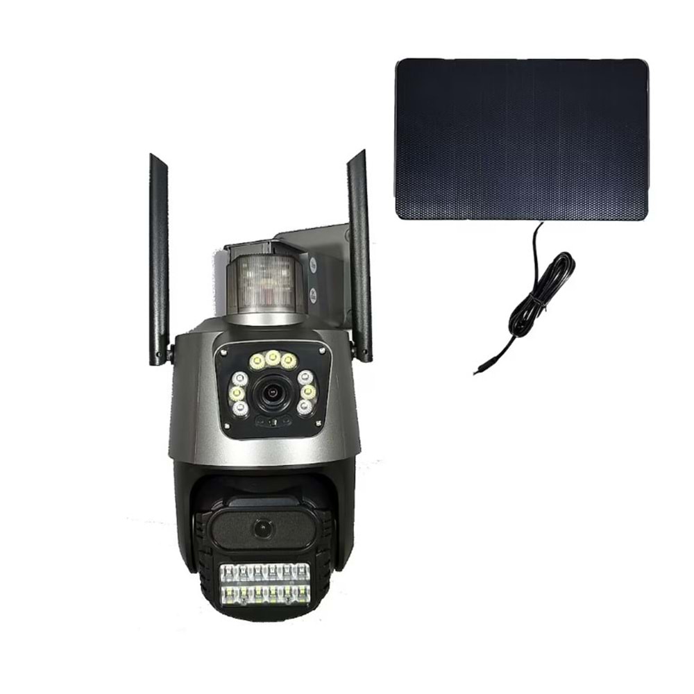 APRONX APX-WSP242 6MP 2.8MM 4G SOLAR ÇİFT KAMERA 19 LED PTZ SİM KARTLI KAMERA
