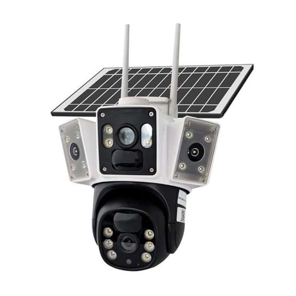 APRONX APX-WSP364 6MP SOLAR 3.6MM 4G Çift Kamera 16 Led Wifi PTZ SİM KARTLI 3 KAMERA