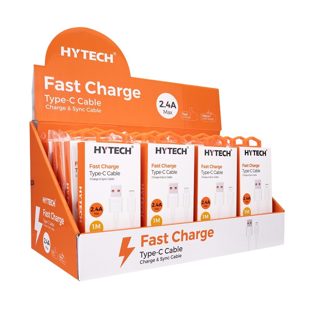 Hytech HY-X108 1m 2.4A Type-C Beyaz Şarj Kablosu