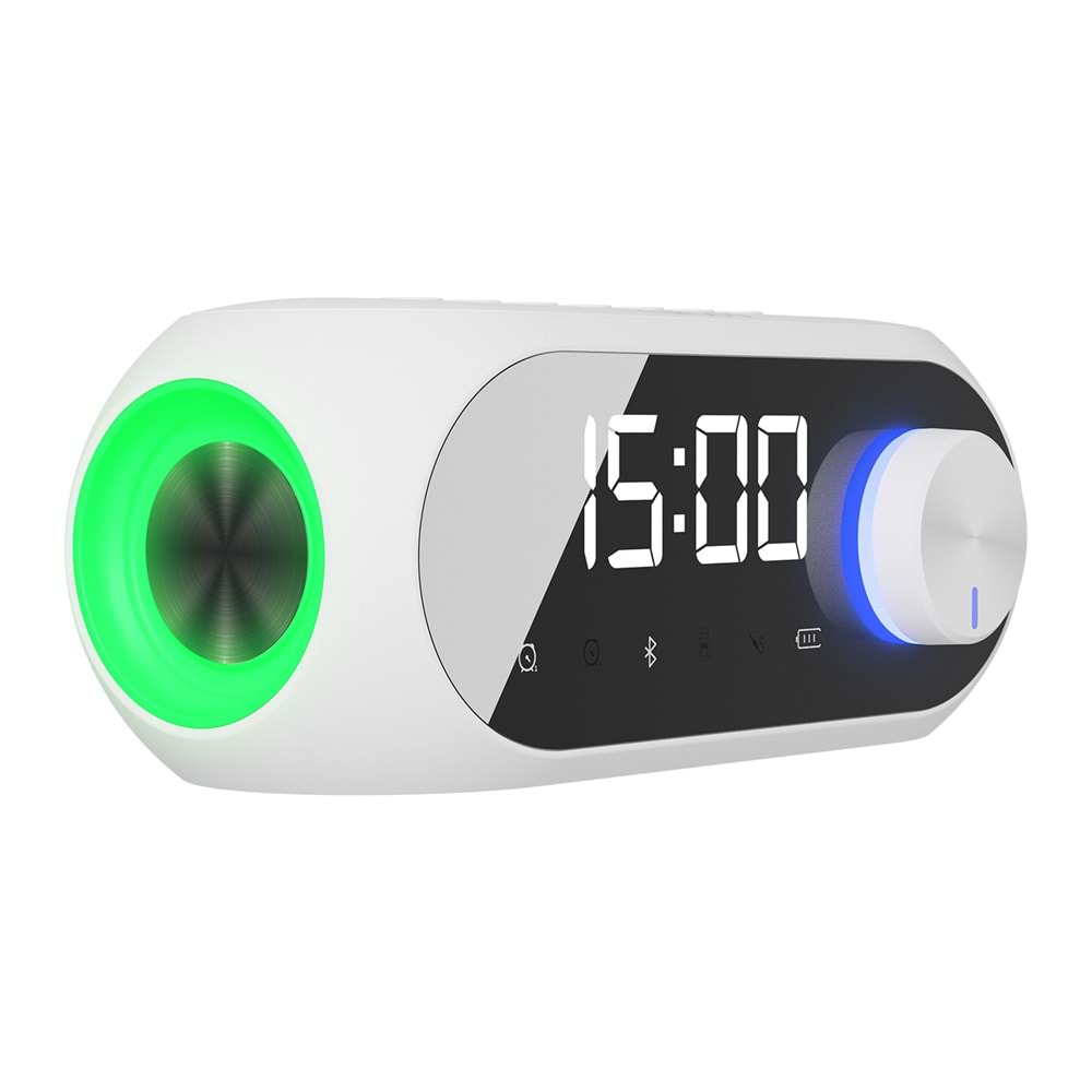 Mikado MD-W7 1200mAh 5W Bluetooth-Aux-Derece-Usb-FM Double Alarmlı Saat Speaker