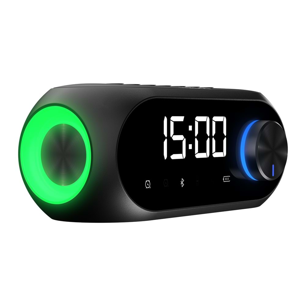 Mikado MD-W7 1200mAh 5W Bluetooth-Aux-Derece-Usb-FM Double Alarmlı Saat Speaker