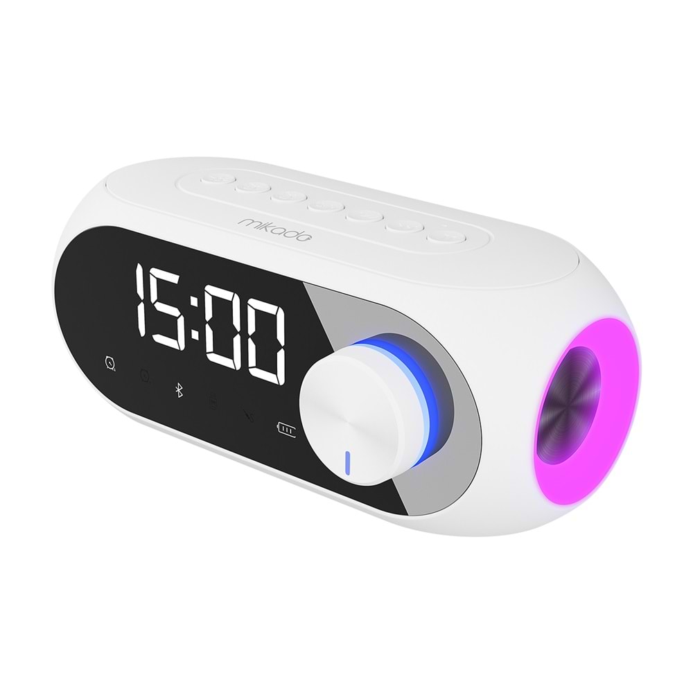 Mikado MD-W7 1200mAh 5W Bluetooth-Aux-Derece-Usb-FM Double Alarmlı Saat Speaker