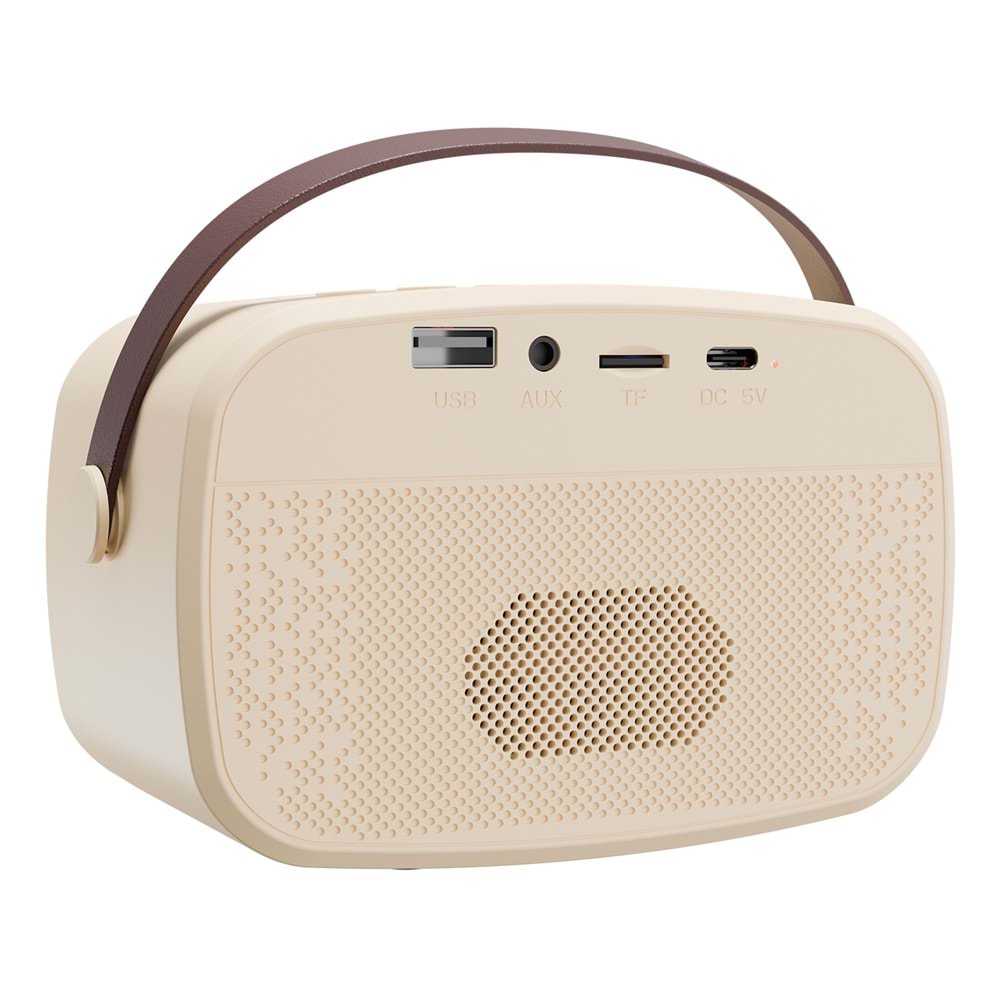 Mikado MD-57BT Endless 5W Bej TF + USB + AUX + BT Destekli 2 Wireless Karaoke Mikrofon 1200mAh Taşınabilir Speaker