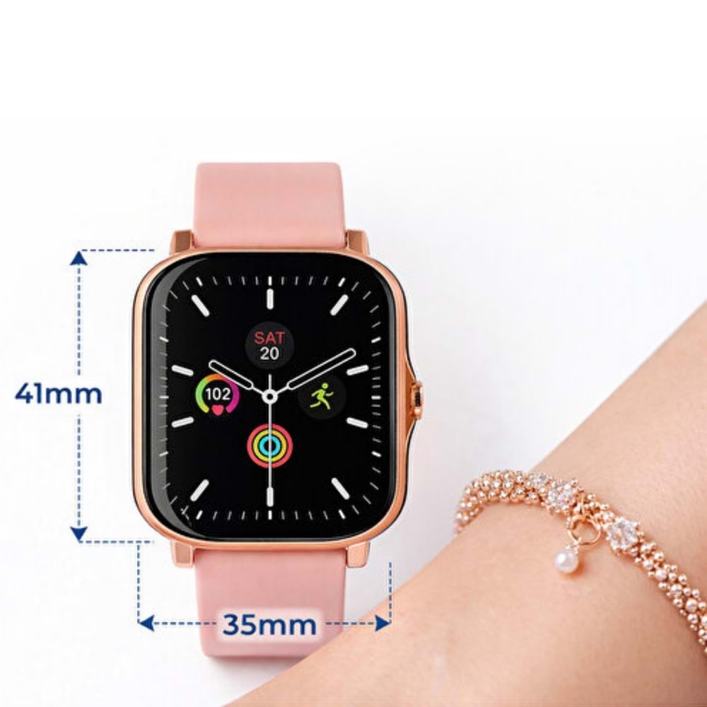 TELSAN G39 ROSE GOLD BAYAN KÜPE YÜZÜK BİLEKLİK HEDİYELİ AKILLI SAAT 3 KORDON
