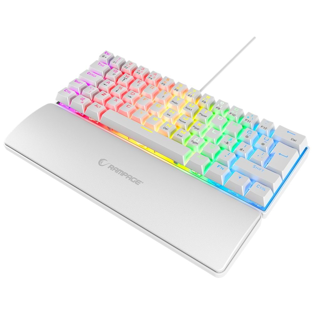 Rampage ALLY K11 Beyaz Rainbow Q Gaming Oyuncu Klavye Bilek Destekli Red Switch
