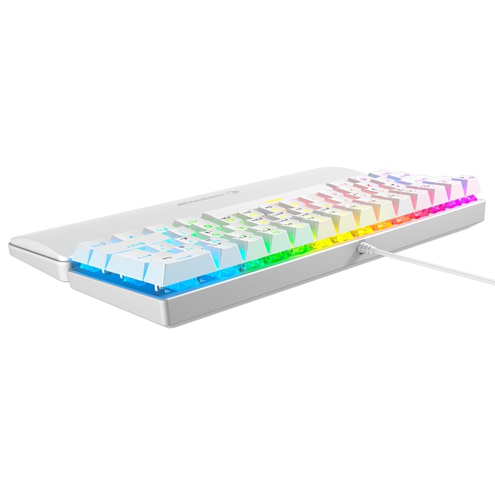 Rampage ALLY K11 Beyaz Rainbow Q Gaming Oyuncu Klavye Bilek Destekli Red Switch