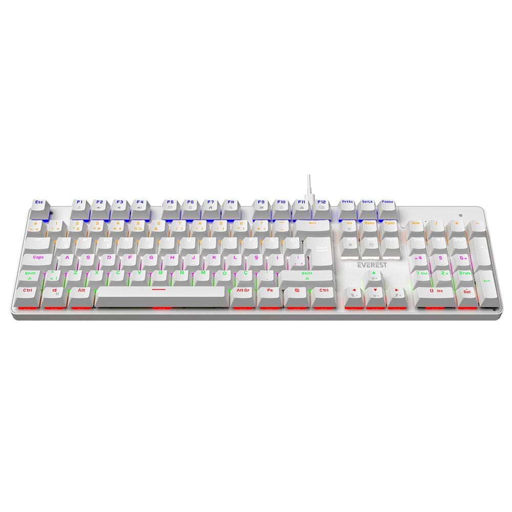 Everest KB-MK1 Lumos Beyaz USB Rainbow Aydınlatmalı Red Switch Full Anti-Ghosting Mekanik Gaming Oyuncu Klavye