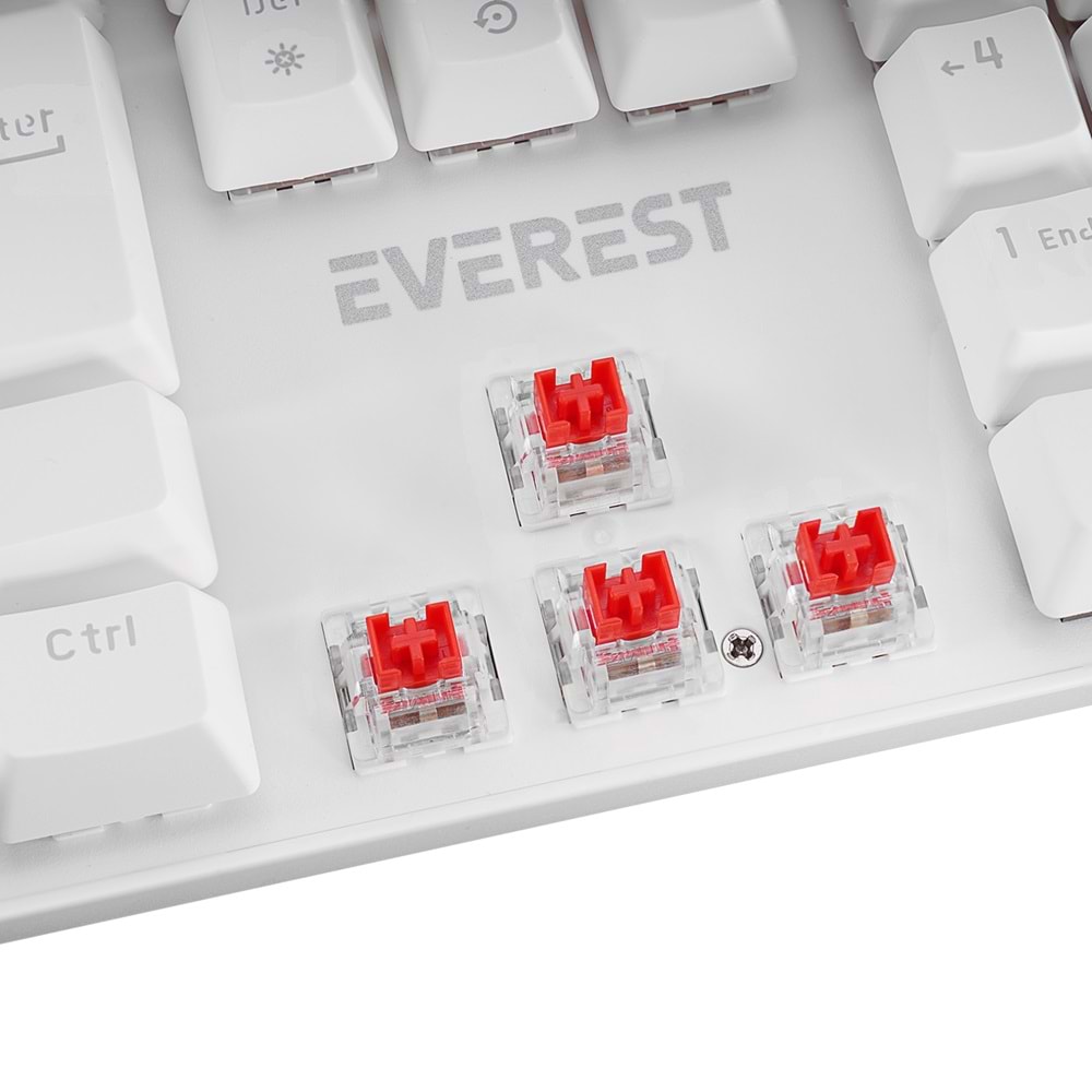 Everest KB-MK1 Lumos Beyaz USB Rainbow Aydınlatmalı Red Switch Full Anti-Ghosting Mekanik Gaming Oyuncu Klavye