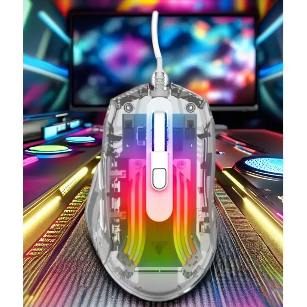 Jedel GM-1400 7200 Dpı Şeffaf Rgb Işıklı Gaming Oyuncu Mouse