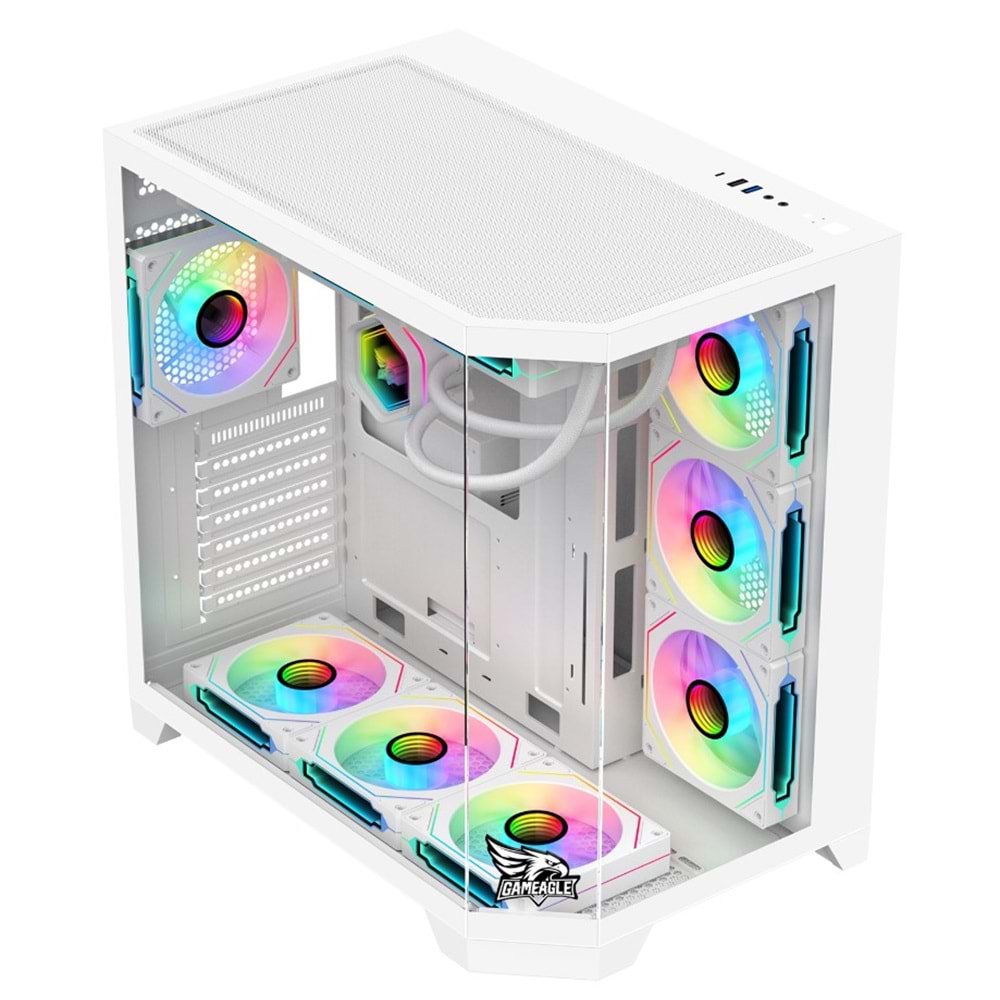 GAMEAGLE EDGE BEYAZ BİLGİSAYAR KASASI + 850W 80 PLUS BRONZE POWER + 360MM SIVI SOĞUTMA + 7 ARGB KUMANDALI FAN BEYAZ