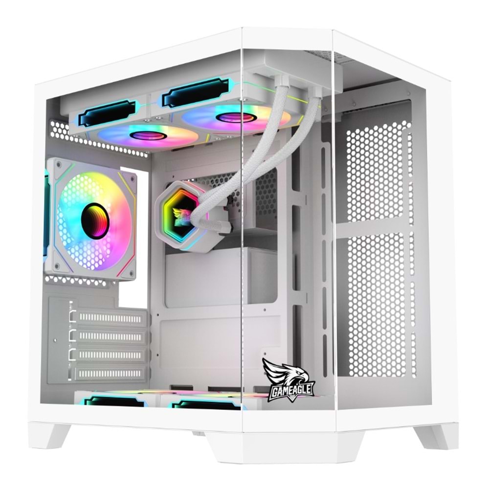 GAMEAGLE EDGE BEYAZ COMPACT +80 BRONZE 750W POWER + 240MM SIVI SOĞUTMA + 3 ADET ARGB KUMANDALI AKVARYUM KASA BEYAZ