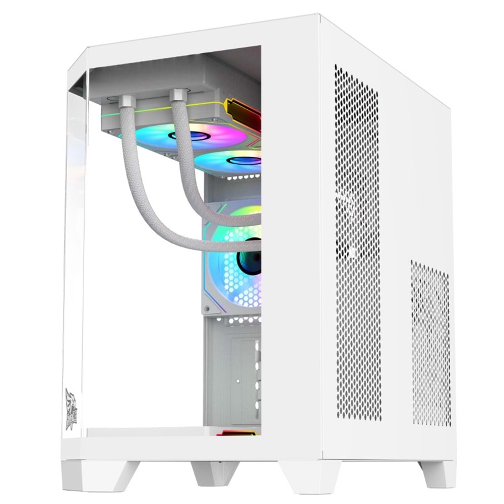 GAMEAGLE EDGE BEYAZ COMPACT +80 BRONZE 750W POWER + 240MM SIVI SOĞUTMA + 3 ADET ARGB KUMANDALI AKVARYUM KASA BEYAZ