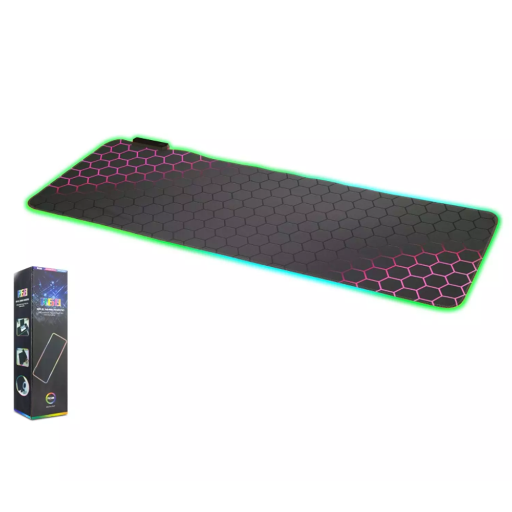 TELSAN TLS-1002 RGB Işıklı Mouse Pad Kaymaz Taban 300*800Mm 30*80cm 0.3mm Petek Desenli Kırmızı Işıklı